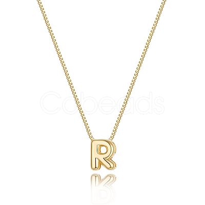 Brass Initial Pendant Box Chain Necklaces for Women FS-WG5C822-18-1