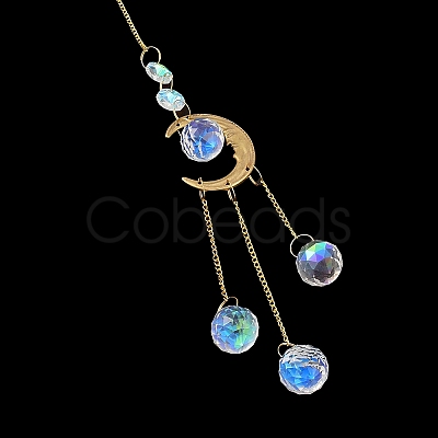 Glass Teardrop Big Pendant Decorations HJEW-M005-05B-G-1