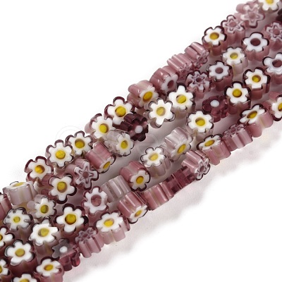 Handmade Millefiori Glass Bead Strands X-LAMP-J035-4mm-10-1