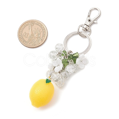 Opaque Resin & Spray Painted Crackle Glass Keychains KEYC-JKC01343-01-1