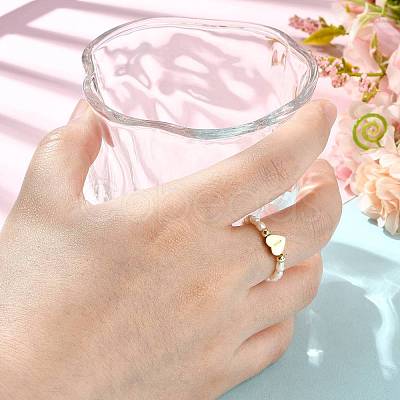 Natural Freshwater Pearl & 304 Stainless Steel Bead Finger Rings RJEW-FS00001-09-1