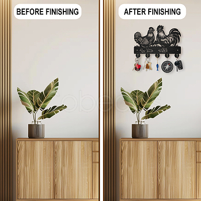 Wood & Iron Wall Mounted Hangers HJEW-WH0055-098-1