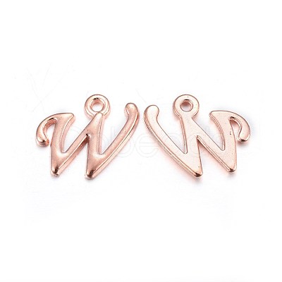 Rose Gold Plated Alloy Letter Pendants X-PALLOY-J718-01RG-W-1