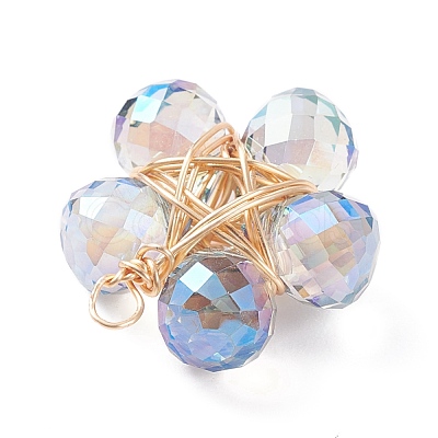 Wire Wrapped Glass Pendants PALLOY-JF01319-02-1
