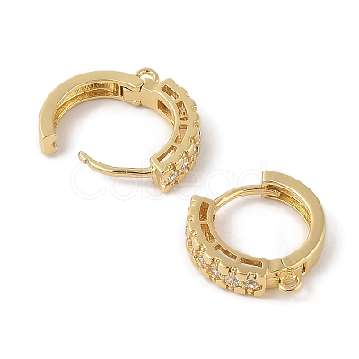 Brass with Cubic Zirconia Hoop Earrings Finding KK-Q822-02G-1