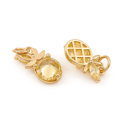 Brass Micro Pave Cubic Zirconia Charms KK-I672-49G-1