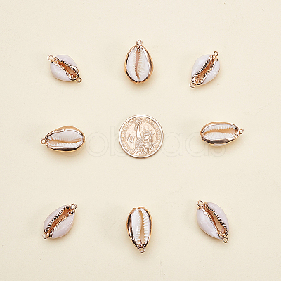 Electroplate Cowrie Shell Links SSHEL-SC0001-01G-1
