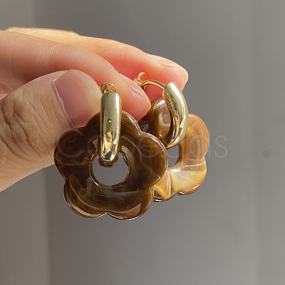 Flower Stainless Steel Acrylic Hoop Earrings FS-WGEB331-11-1