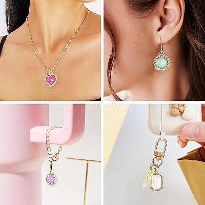10Pcs UV Plating Alloy with Mixed Color Glass Rhinestone Pendants FIND-YW0009-03A-1