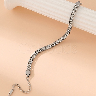 304 Stainless Steel Rhinestone Cup Chain Bracelets for Woman PW-WG34DD3-01-1