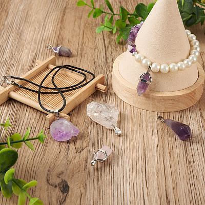 9Pcs 9 Styles Natural Gemstone Pendants G-PJ0001-02-1