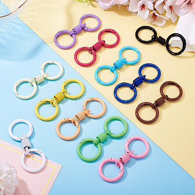 12Pcs 12 Colors Alloy Spring Gate Clasps FIND-TA0008-03-1