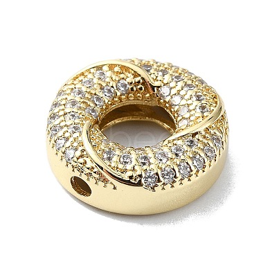 Rack Plating Brass Micro Pave Clear Cubic Zirconia Beads KK-U014-03G-1