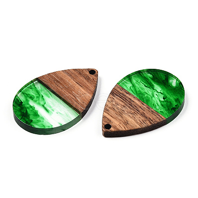 Transparent Resin & Walnut Wood Pendants RESI-N039-25D-1
