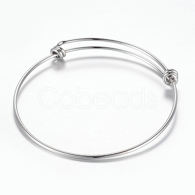 Tarnish Resistant Adjustable 304 Stainless Steel Expandable Bangle Making LS-BJEW-H510-01P-1