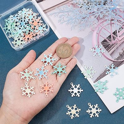 36Pcs 6 Colors Spray Painted Alloy Enamel Pendants ENAM-CA0001-25-1