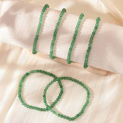 Natural Green Aventurine Beaded Stretch Bracelets BJEW-D446-A-34-1
