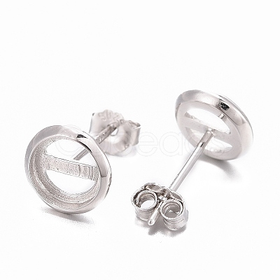 Anti-Tarnish Rhodium Plated 925 Sterling Silver Stud Earring Settings STER-F032-04P-1