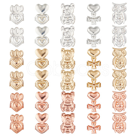 15 Pairs 15 Style Brass Friction Ear Nuts KK-AR0002-92-1
