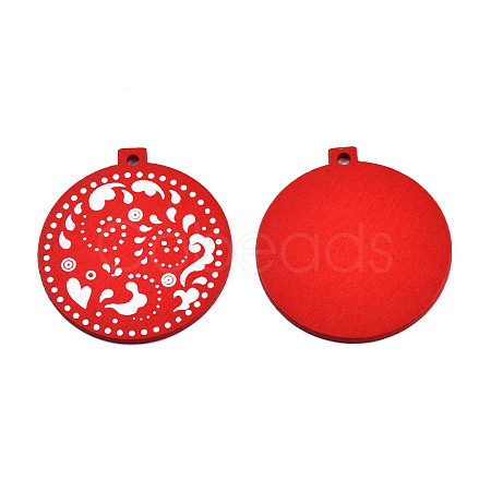 Christmas Spray Painted Wood Big Pendants WOOD-N005-103A-1
