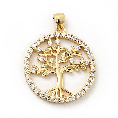 Rack Plating Brass Micro Pave Cubic Zirconia Pendants X-ZIRC-F129-39G-1