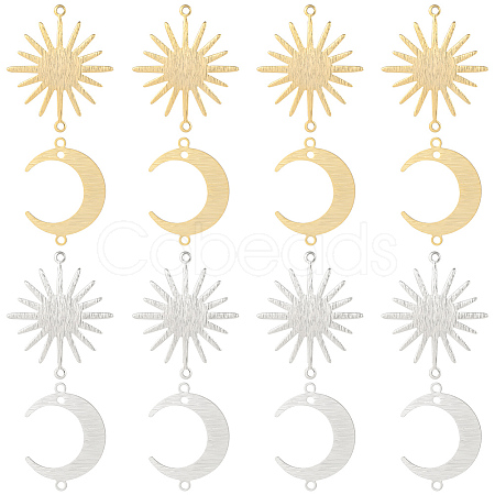 24Pcs 4 Styles Brass Connector Charms KK-BBC0007-32-1