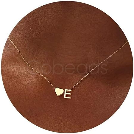 Simple Style Adjustable 316L Surgical Stainless Steel Heart and Initial Pendant Necklaces for Women WG95AEF-05-1