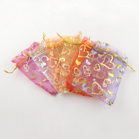 Heart Printed Organza Bags OP-R022-13x18-M-1