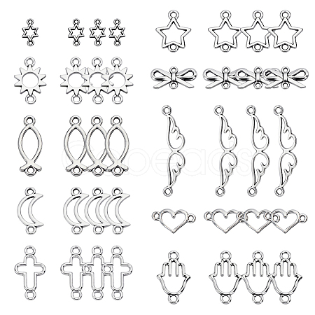 120Pcs 12 Styles Tibetan Style Alloy Links Connector Charms FIND-GA0005-51-1