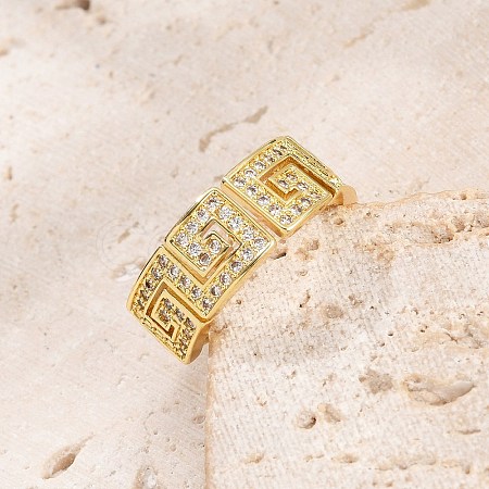 Rack Plating Brass Micro Pave Cubic Zirconia Cuff Finger Rings for Women RJEW-M028-105G-1