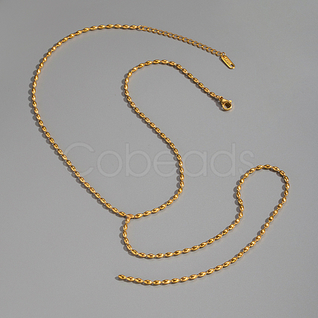 Elegant 304 Stainless Steel Rice Chain Y-Shaped Necklaces for Women DQ6451-1