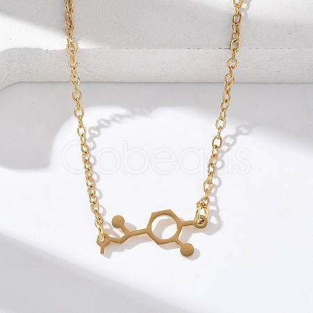 304 Stainless Steel Chemical Symbol Pendant Necklaces NJEW-Z073-03G-03-1