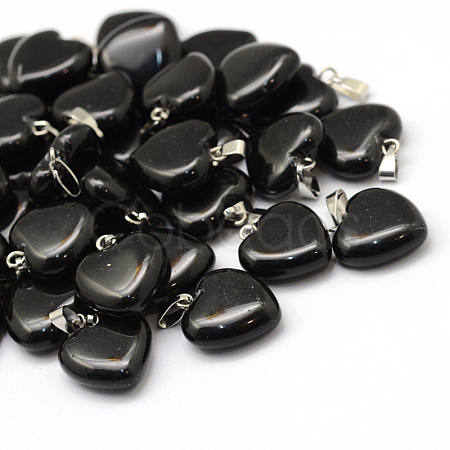 Heart Natural Obsidian Pendants G-Q371-17-1