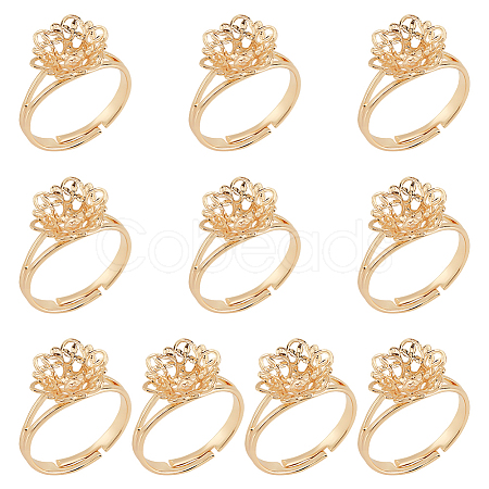 10Pcs Adjustable Brass Filigree Ring Settings KK-NB0003-03-1