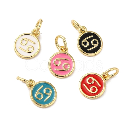 Real 18K Gold Plated Brass Enamel Charms KK-L216-001G-B-1