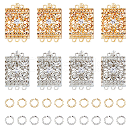 DICOSMETIC 8Pcs Brass Pave Clear Cubic Zirconia Box Clasps KK-DC0002-92-1