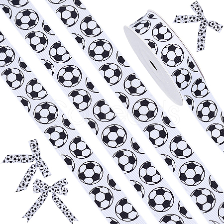 Polyester Football Pattern Ribbon OCOR-WH0078-556-1