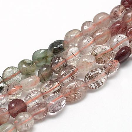 Natural Rutilated Quartz Beads Strands G-R445-6x8-38-1