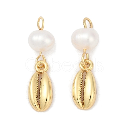Natural Cultured Freshwater Pearl & Brass Pendants KK-U062-05G-1