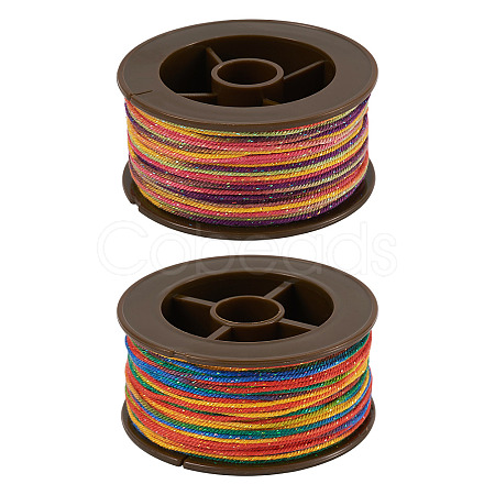 2 Rolls 2 Colors Segment Dyed Round Polyester Twisted Cords OCOR-TA0003-59E-1