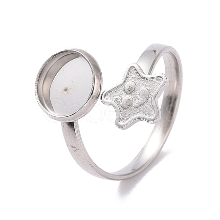 Non-Tarnish 304 Stainless Steel Open Cuff Ring Findings STAS-E124-03P-1