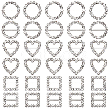 60Pcs 3 Styles Alloy Rhinestone Slider Buckles FIND-CY0001-92-1