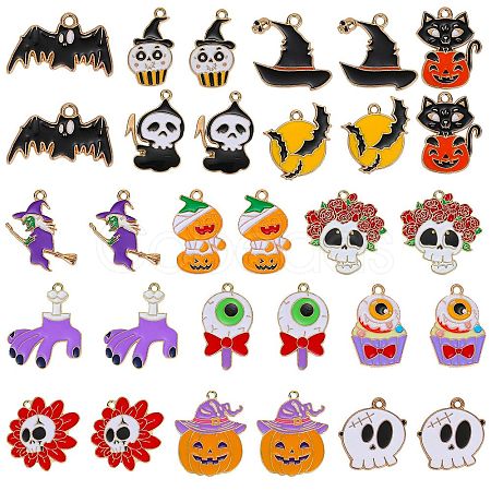 30Pcs 15 Style Halloween Alloy Enamel Pendants Sets ENAM-SZ0004-16-1
