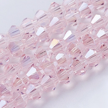 Transparent Electroplate Glass Beads Strands GLAA-F029-4mm-A26-1