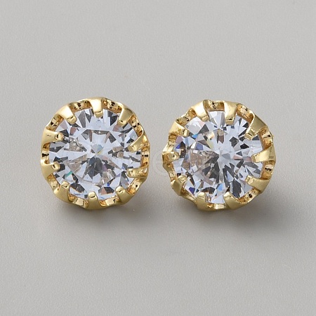 Brass Clear Cubic Zirconia Cufflinks BUTT-WH0012-18G-1