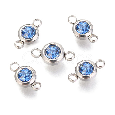 304 Stainless Steel Rhinestone Links Connectors STAS-P237-17P-06-1