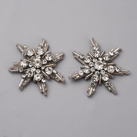 Glass Crystal Rhinestone Sew on Cloth Patches PATC-WH0008-226A-1