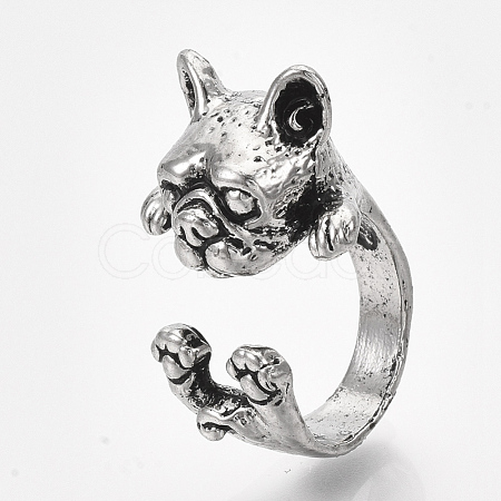 Alloy Puppy Cuff Finger Rings RJEW-T008-09-1