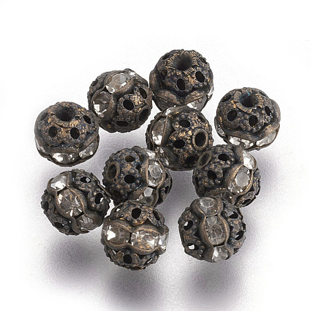 Brass Rhinestone Beads RB-A011-6mm-01AB-NF-1