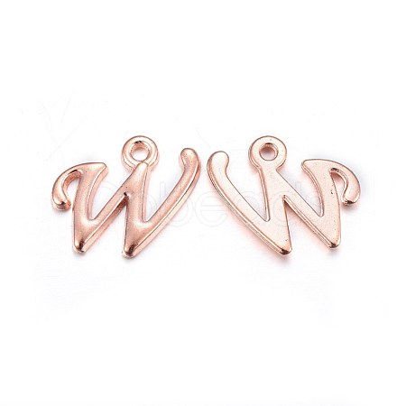 Rose Gold Plated Alloy Letter Pendants X-PALLOY-J718-01RG-W-1